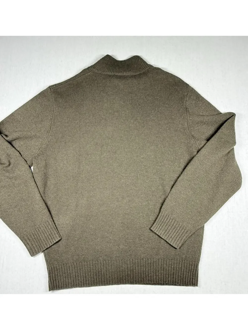 Jos A. Bank Lambs Wool 1/4 Zip Sweater Men Sz M Green Pullover Preppy‎ Old Money